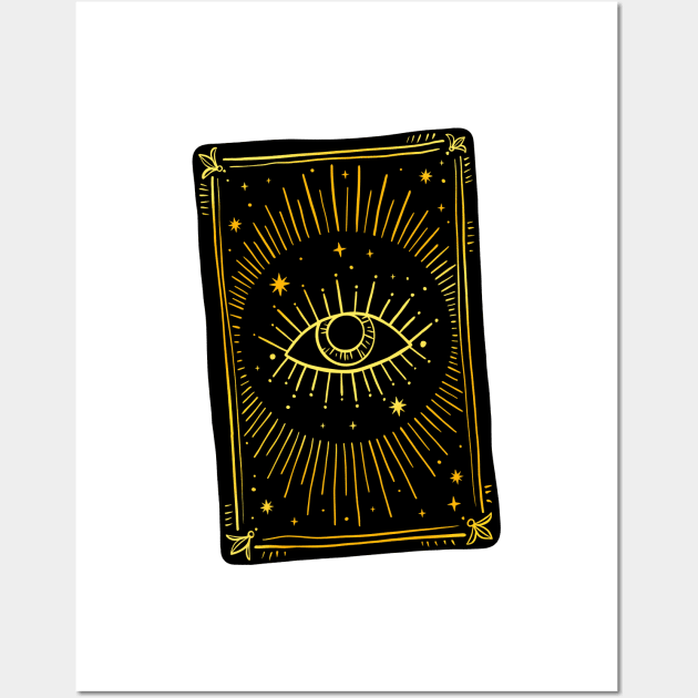 fortune-telling card with all seeing eye Wall Art by OccultOmaStore